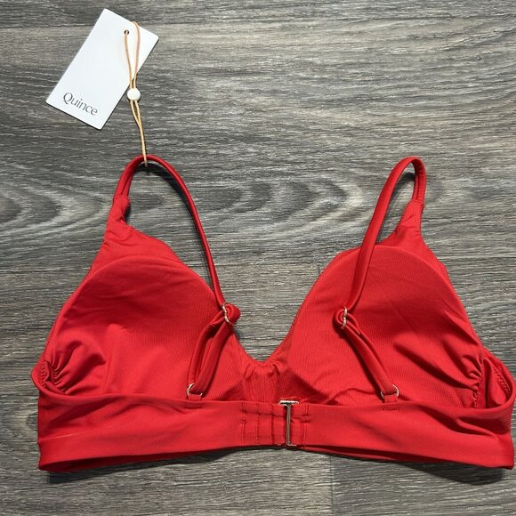 NWT Quince Small Italian V Neck Bikini Low Rise Bikini Bottom Cherry Red - Picture 4 of 8